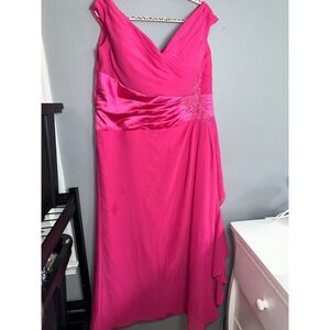 Christina Wu Elegance Magenta Chiffon Beaded Formal Gown Dress Size 20